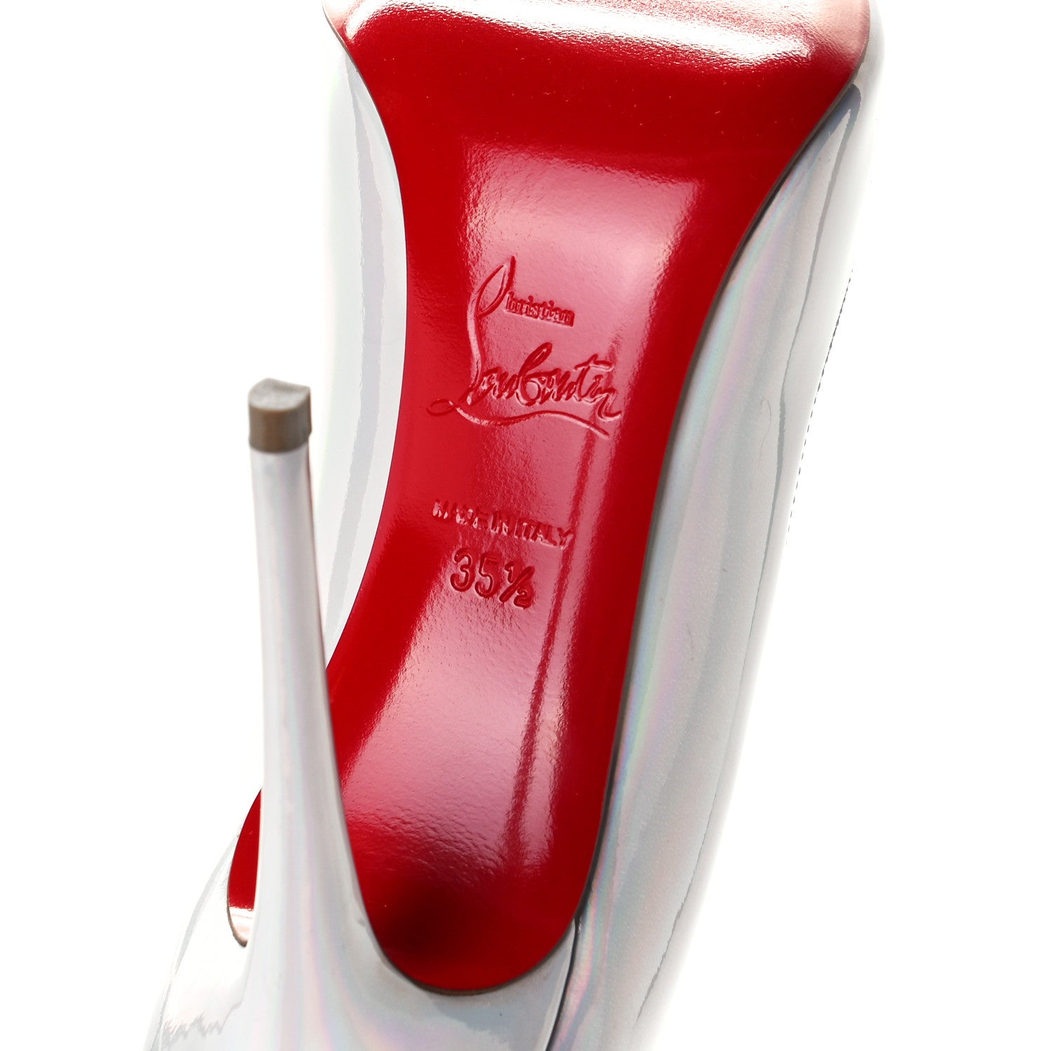Christian Louboutin Metallic Patent Hot Chick 100 Pumps 35.5 White 8 of 10