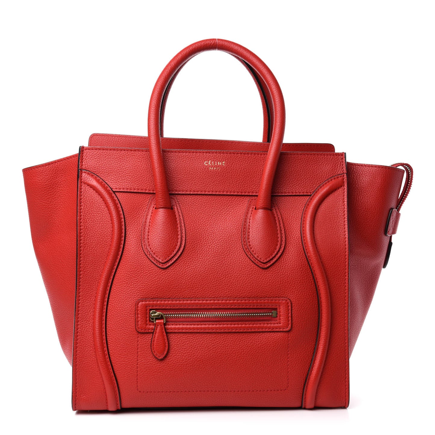 Drummed Calfskin Mini Luggage Coquelicot