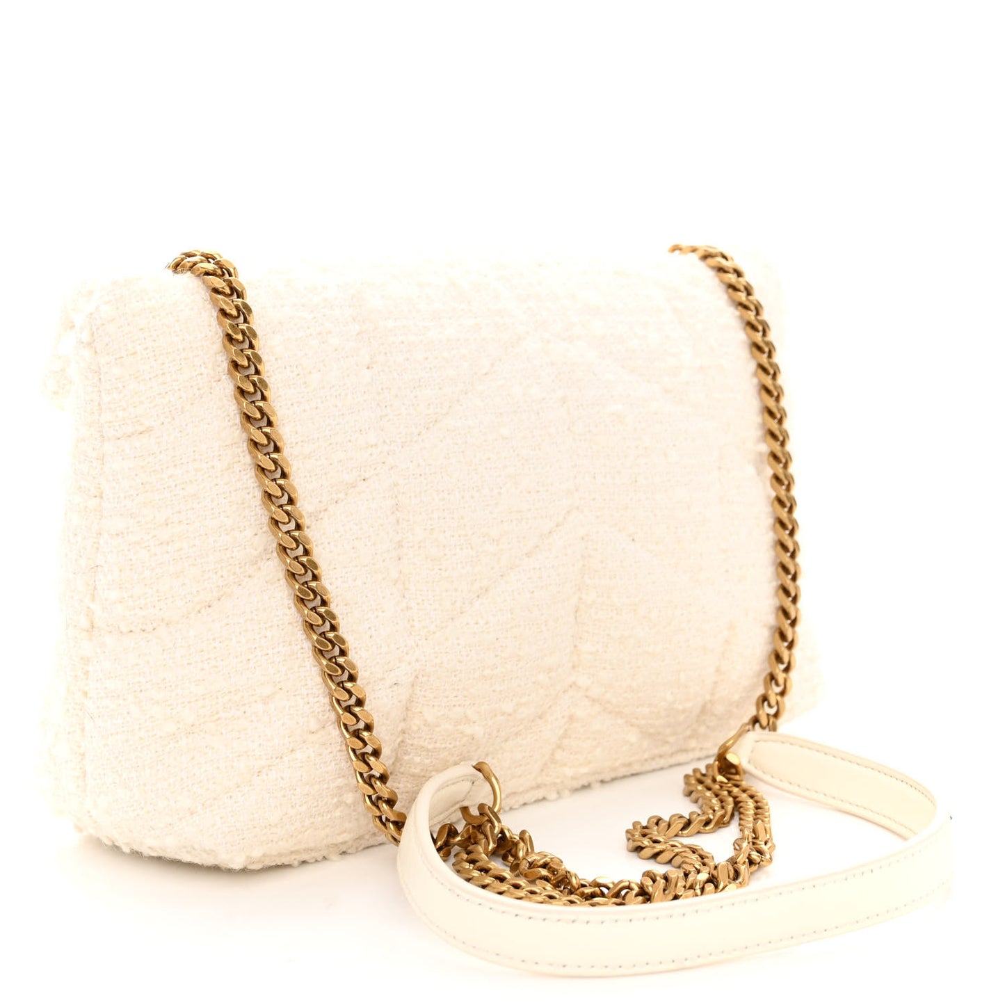 Boucle Tweed Quilted Toy Loulou Puffer Monogram Chain Satchel Crema Soft