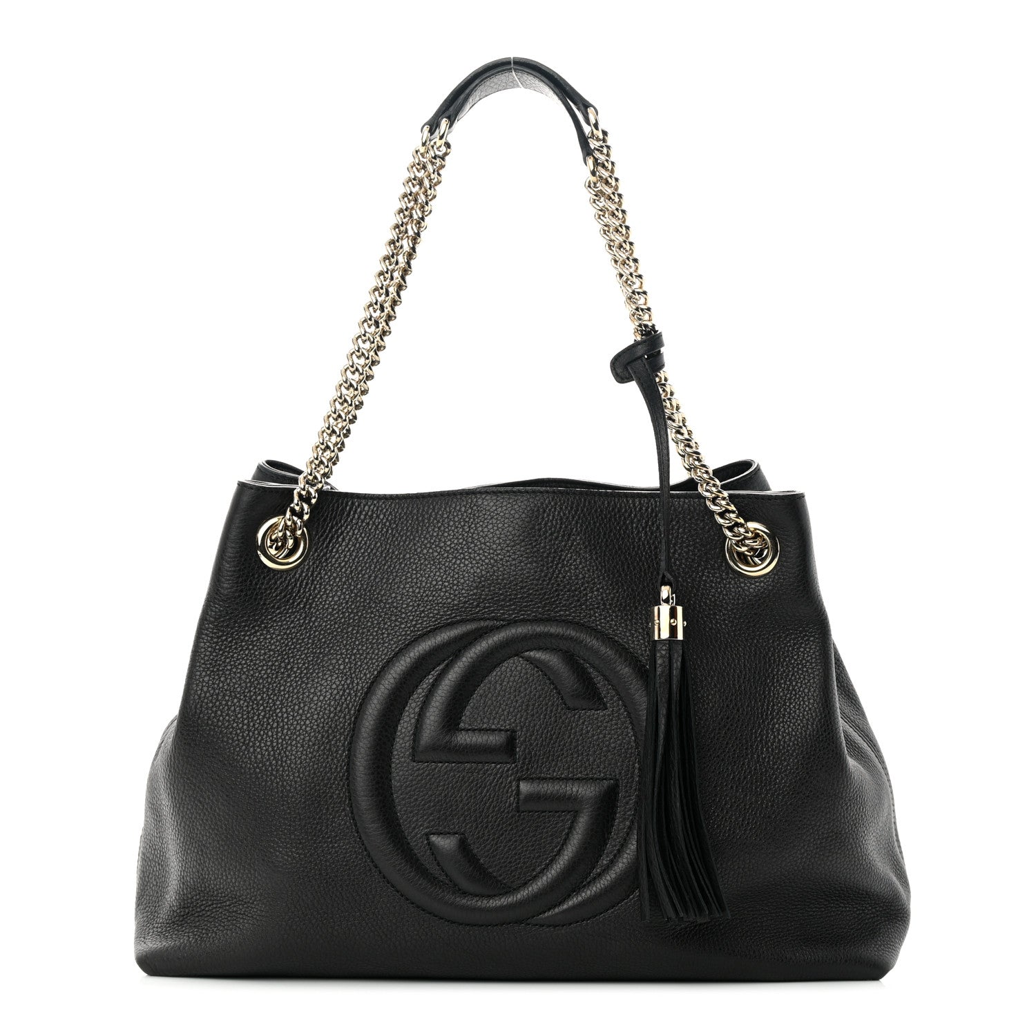 Gucci Pebbled Calfskin Medium Soho Chain Shoulder Bag Black 1 of 11