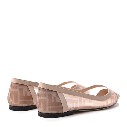 Fendi Technical Mesh Vitello FF Colibri Ballerina Flats 38 Rose Nude 4 of 9
