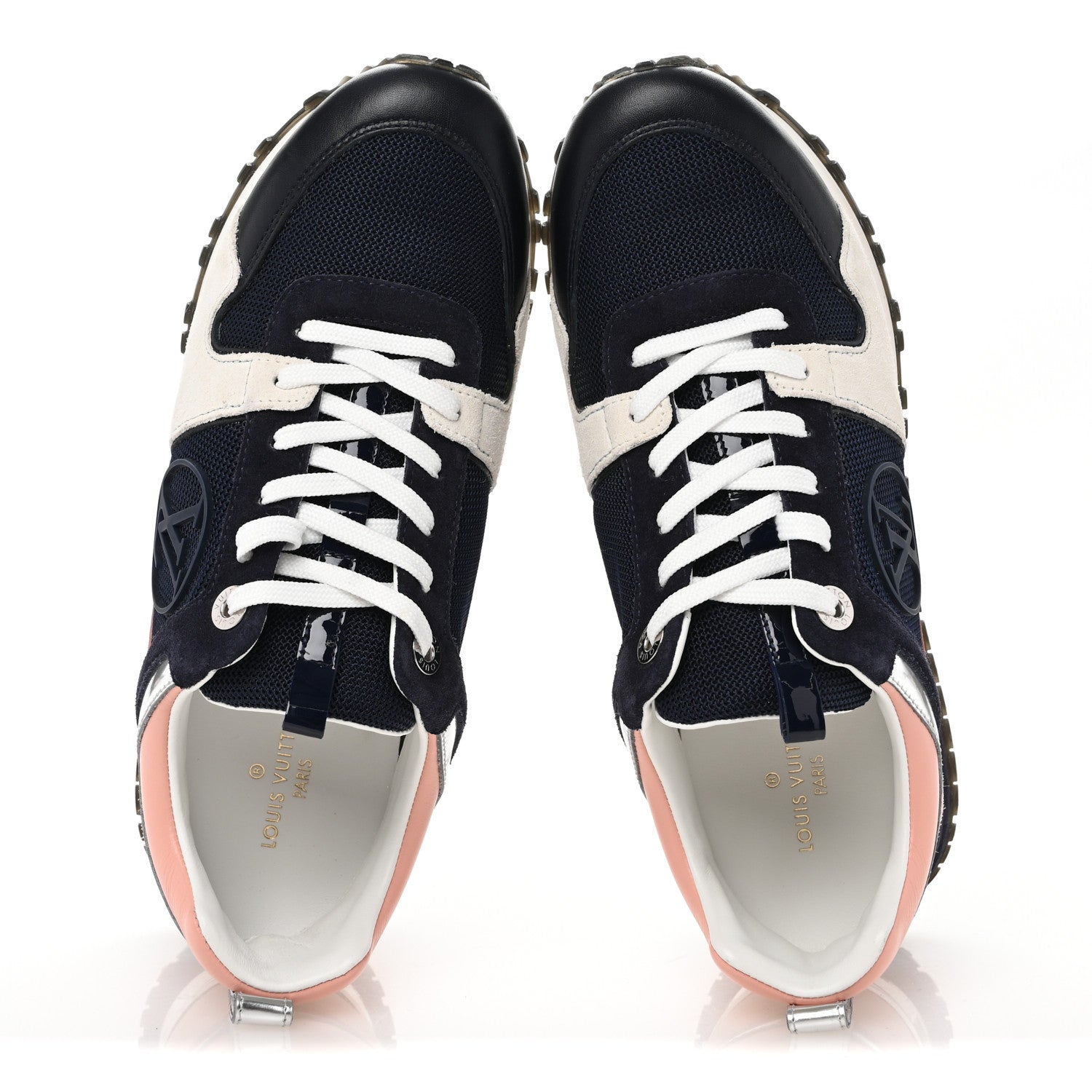 Louis Vuitton Suede Calfskin Run Away Sneakers 36.5 Blue Pink White 2 of 9