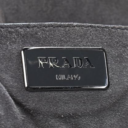 Prada Canvas Suede Scamosciato Twin Pocket Tote Grey 6 of 9
