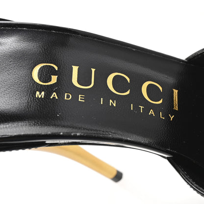 Gucci Vitello Vernice Soft Nappa Priscilla Ankle Cuff Pumps 37.5 Black 8 of 10