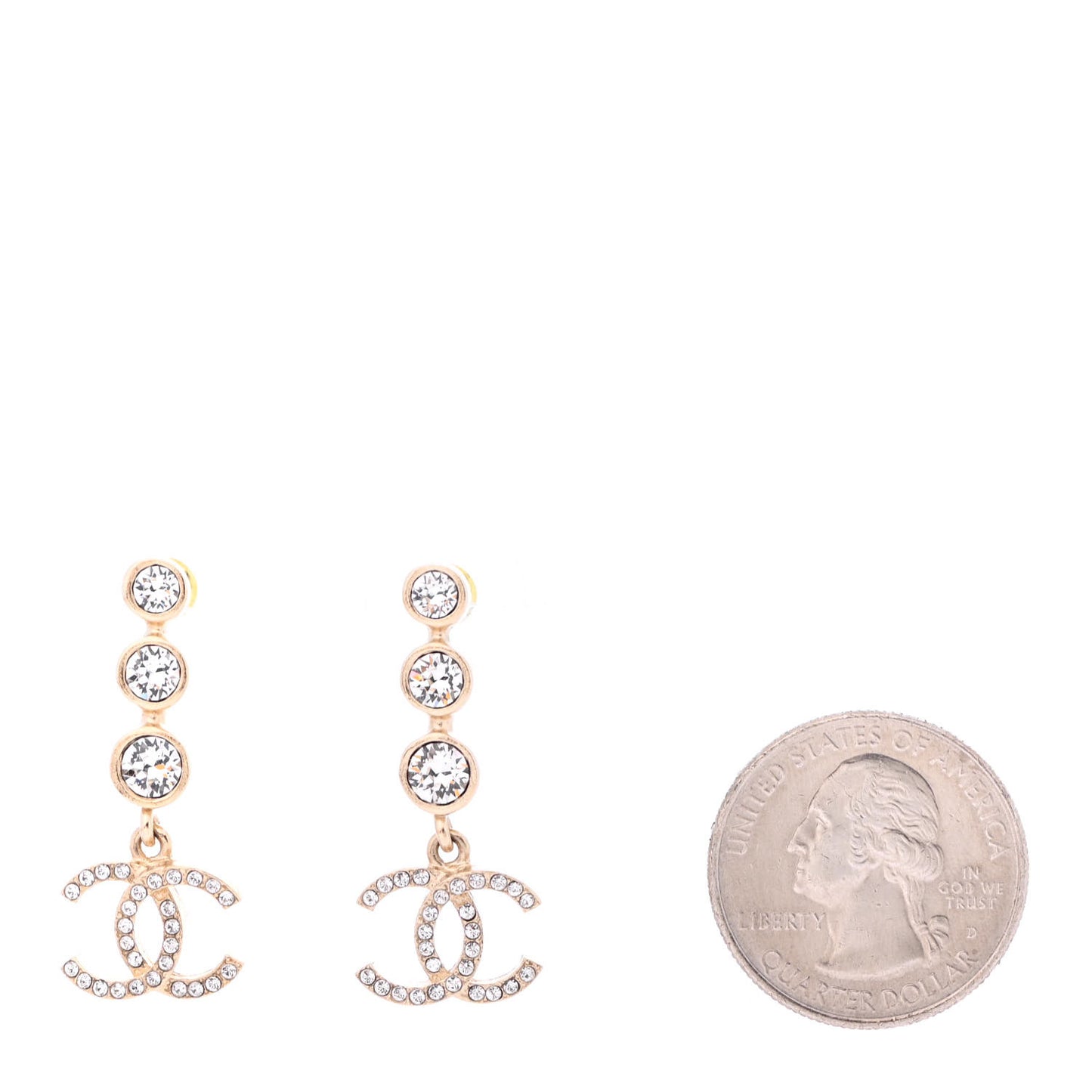 Crystal CC Drop Earrings Gold