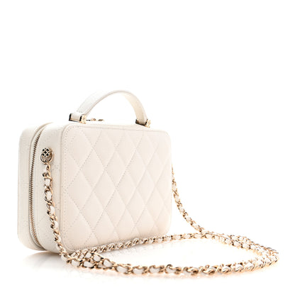 Chanel Caviar Quilted Top Handle Vanity Case White 3 of 10