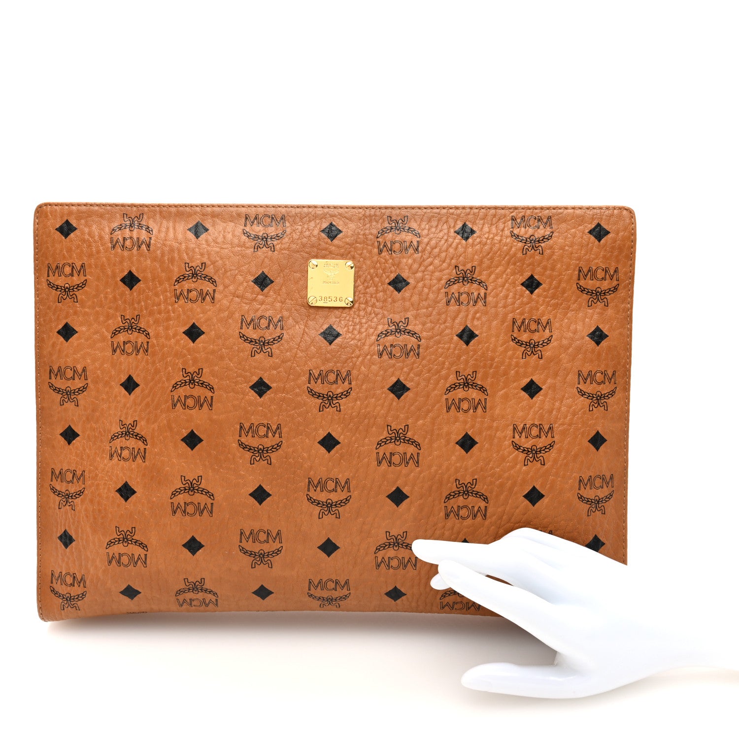 MCM Visetos Large Zip Pouch Cognac 2 of 6