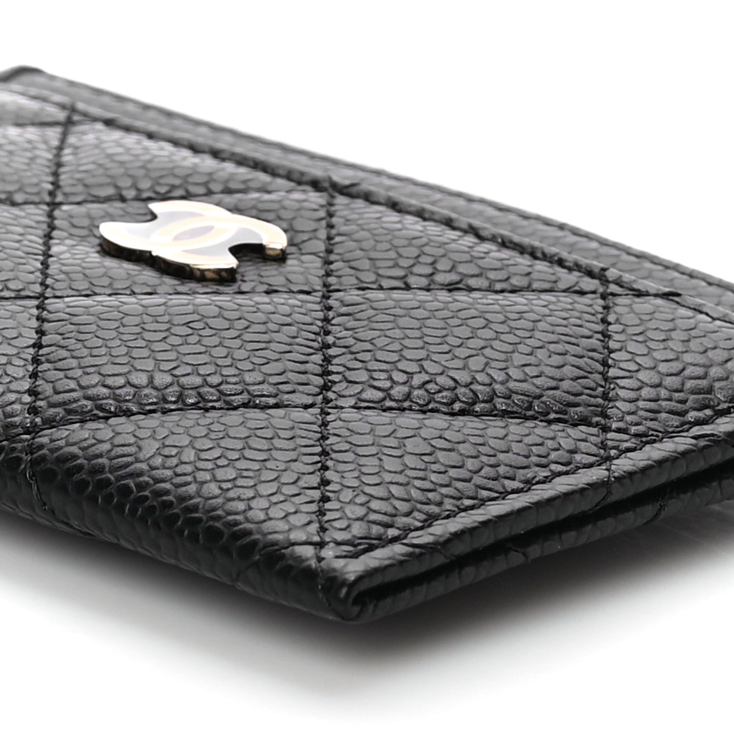 Caviar Quilted Card Holder Black