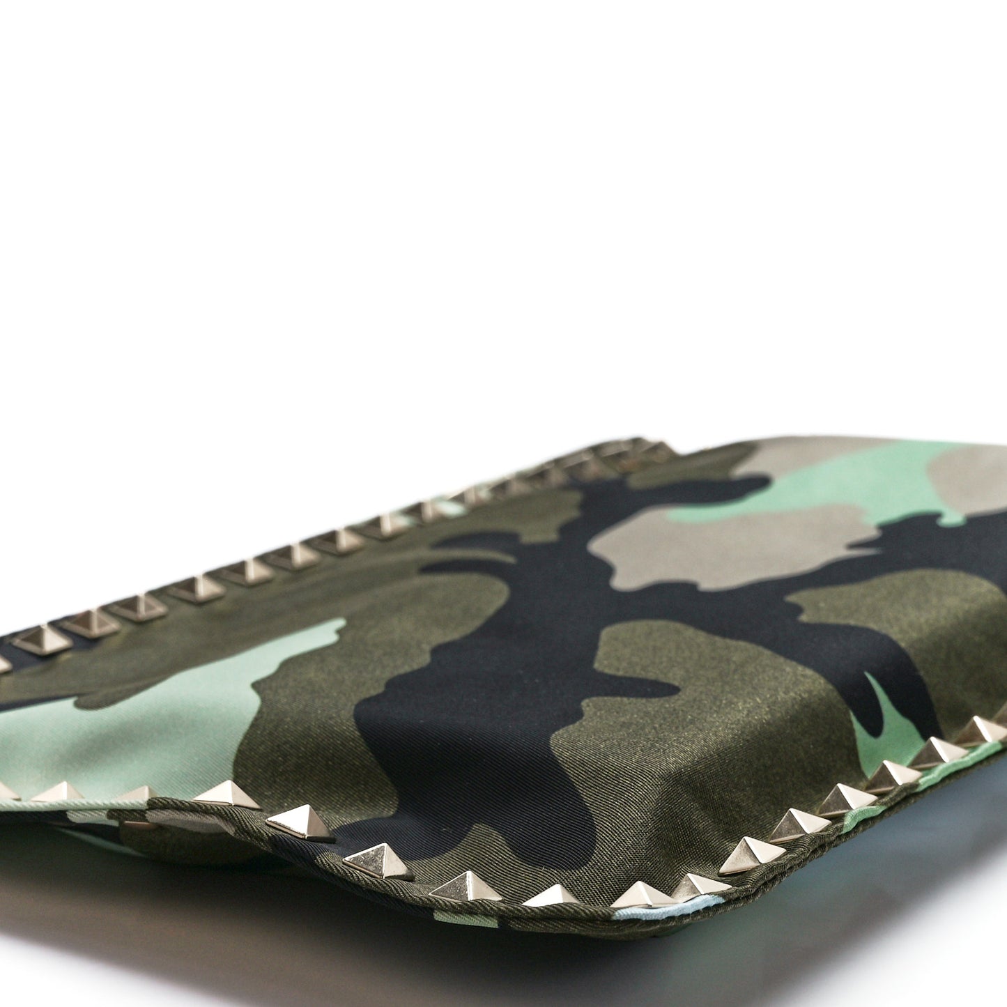Canvas Camouflage Large Rockstud Zip Pouch Multicolor