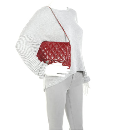 Chanel Patent Quilted Clutch Flap Red 2 of 8