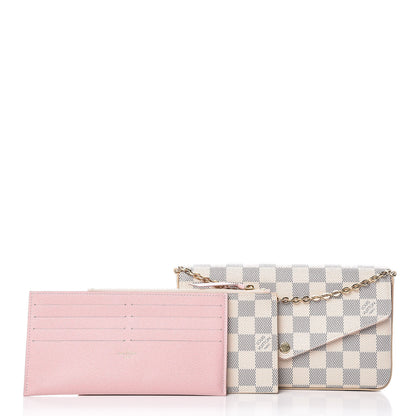 Louis Vuitton Damier Azur Pochette Felicie Chain Wallet Rose Ballerine 3 of 12