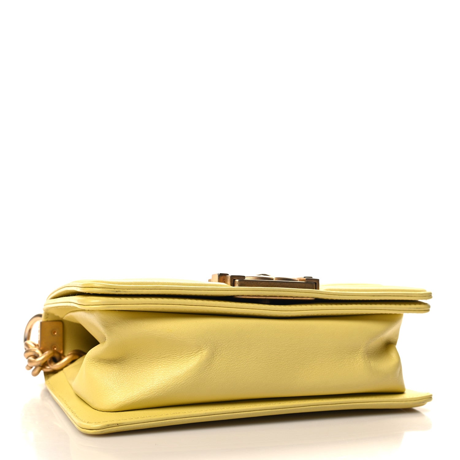 Chanel Lambskin Chevron Quilted Small Boy Flap Yellow 4 of 10