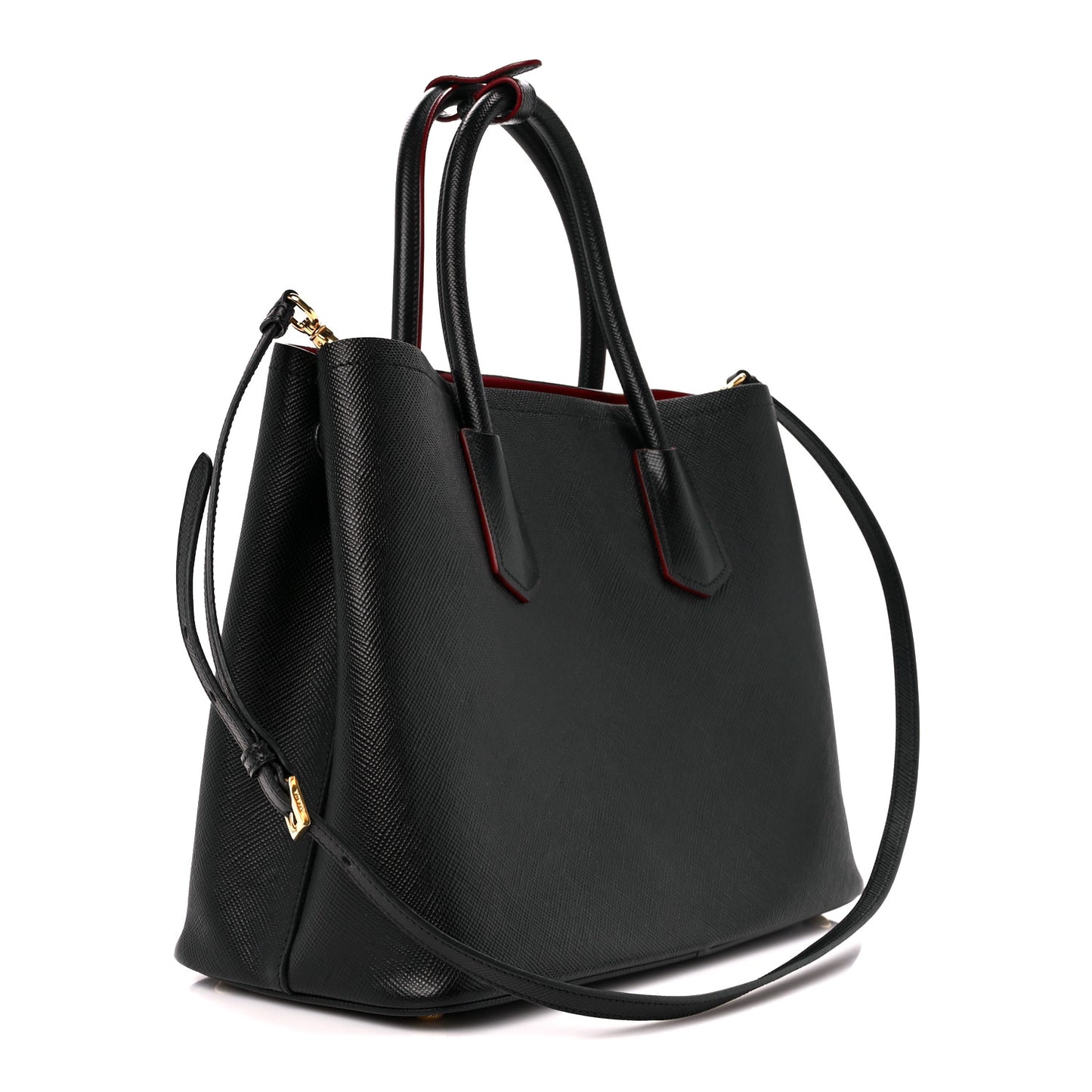 Saffiano Cuir Medium Double Bag Black Fuoco
