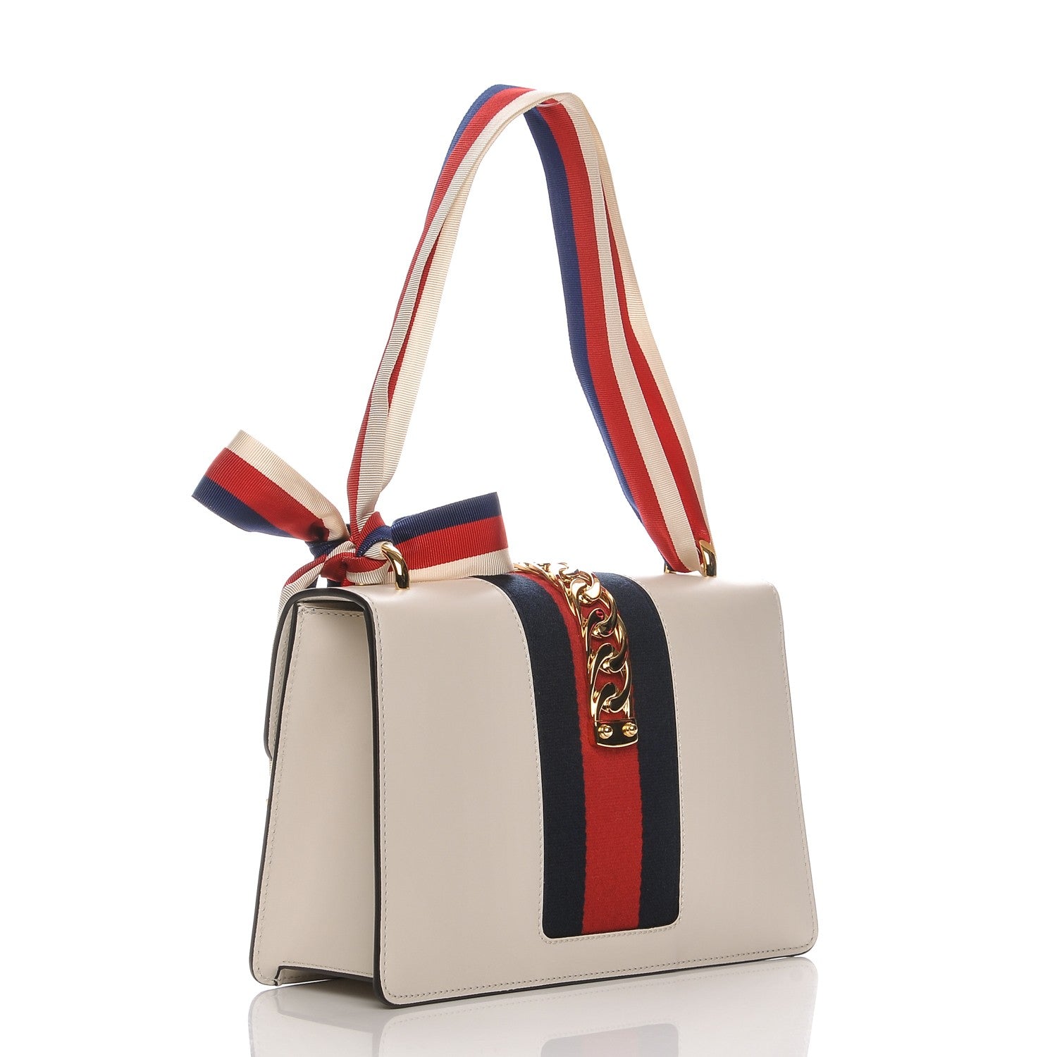 Gucci Calfskin Small Sylvie Shoulder Bag Off White 3 of 7