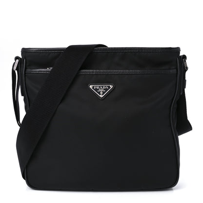 Prada Tessuto Nylon Saffiano Flat Messenger Bag Black 1 of 10