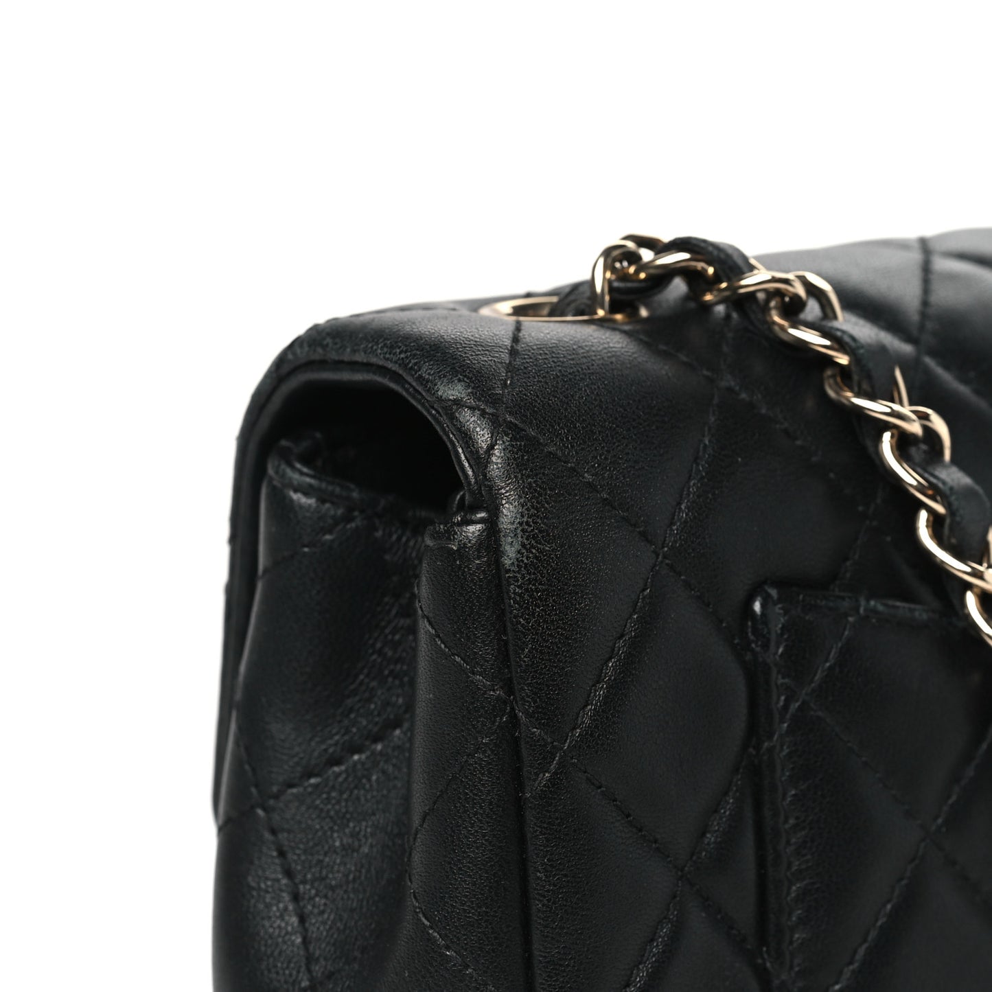 Lambskin Quilted Mini Rectangular Flap Black
