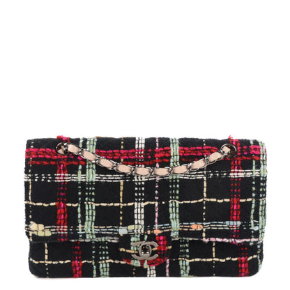 Chanel Tweed Medium Double Flap Black Pink 1 of 8