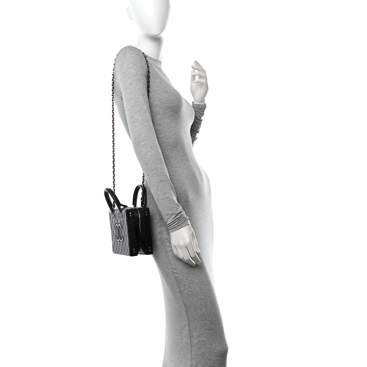 Chanel Calfskin Quilted Studded Square Vanity Case Black 2 of 11