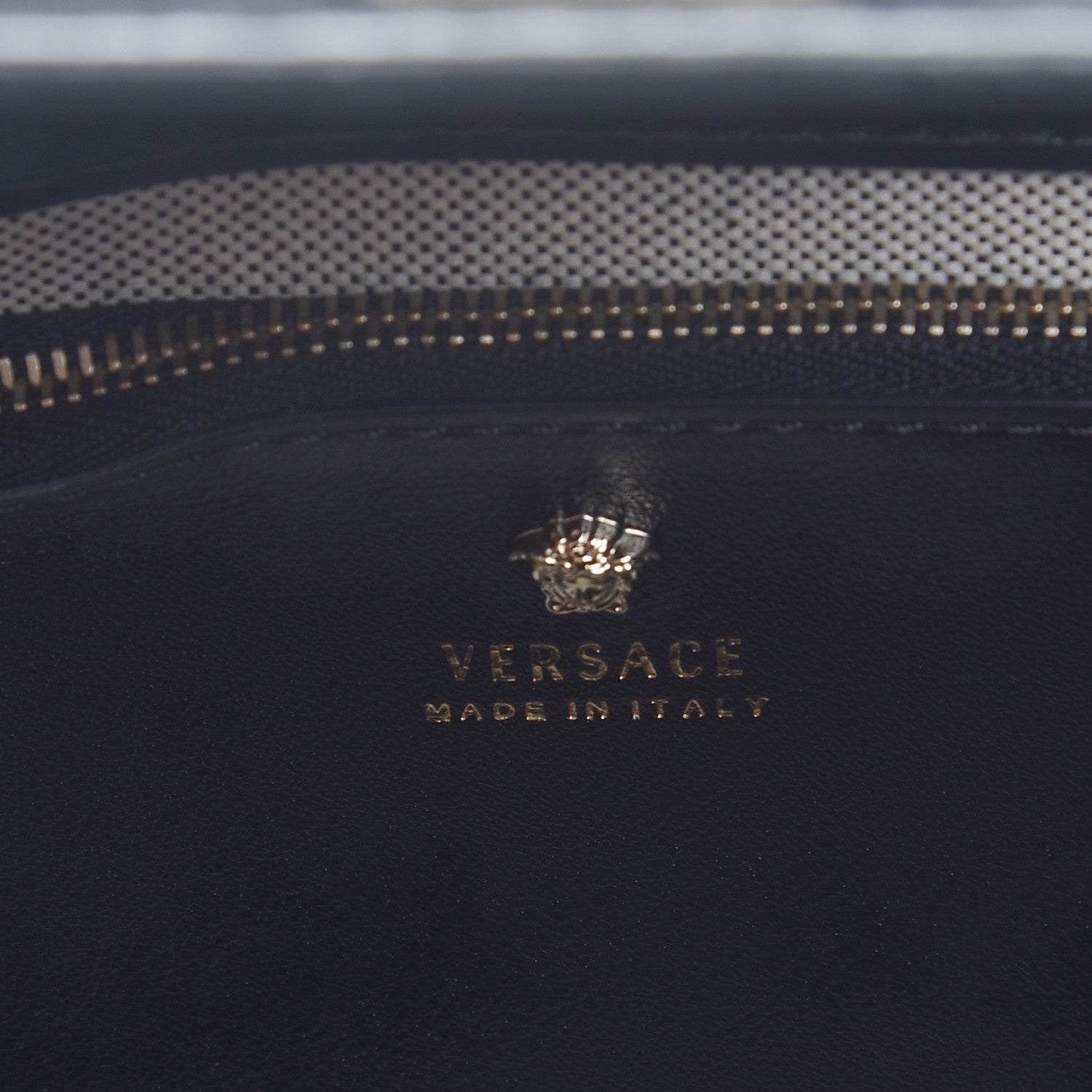 Versace Calfskin Embroidered Medium Baroque Palazzo Empire Bag Black 9 of 9