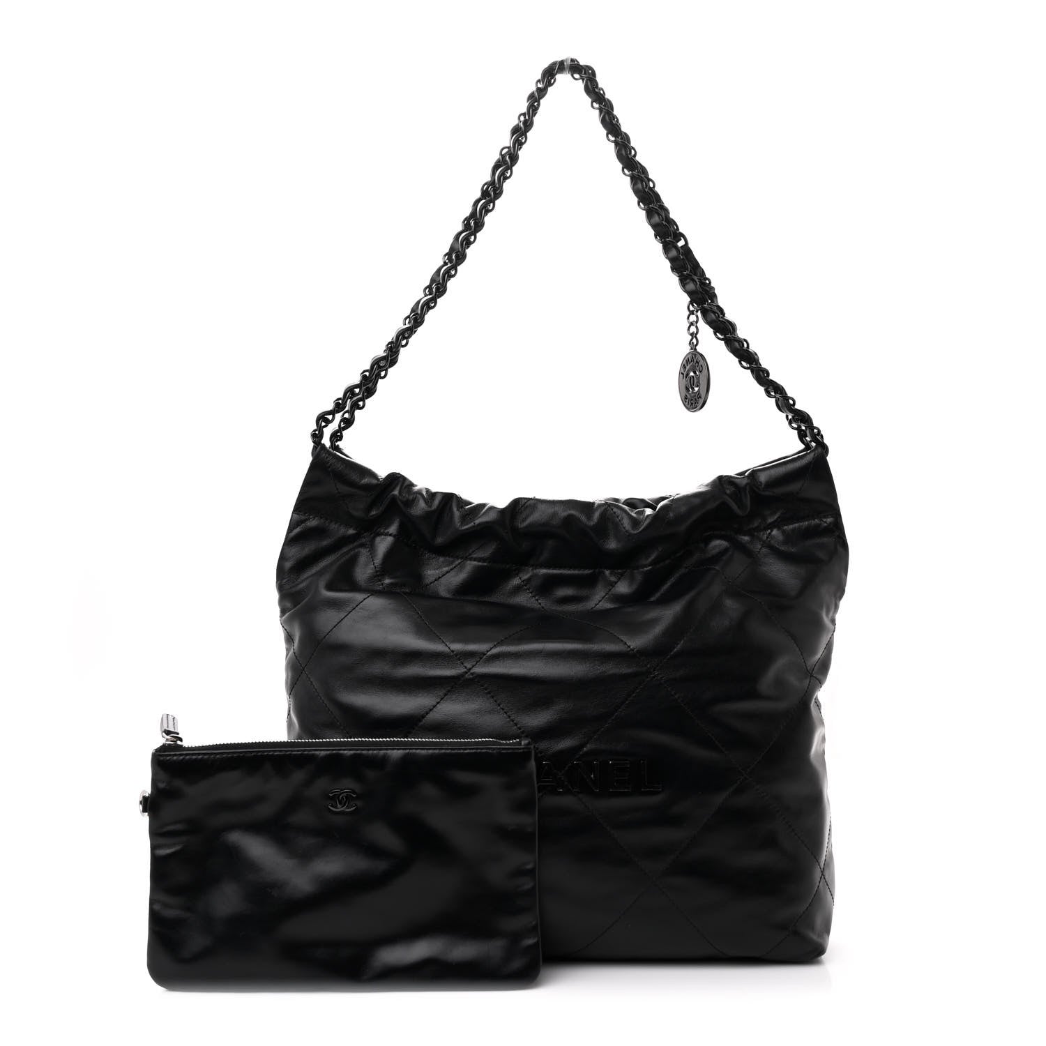 Chanel Shiny Calfskin Quilted Small Chanel 22 So Black 3 of 13