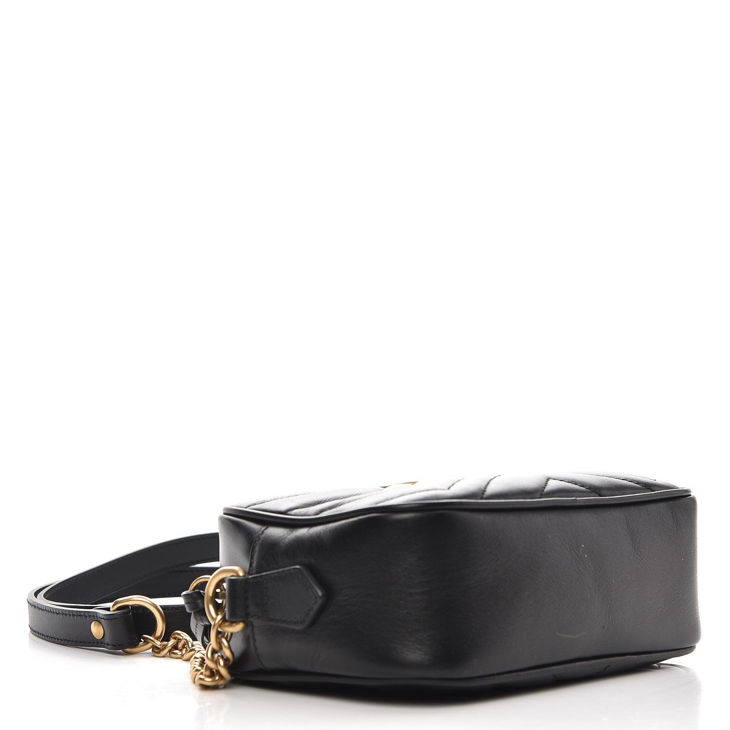 Gucci Calfskin Matelasse Mini GG Marmont Chain Shoulder Bag Black 5 of 7