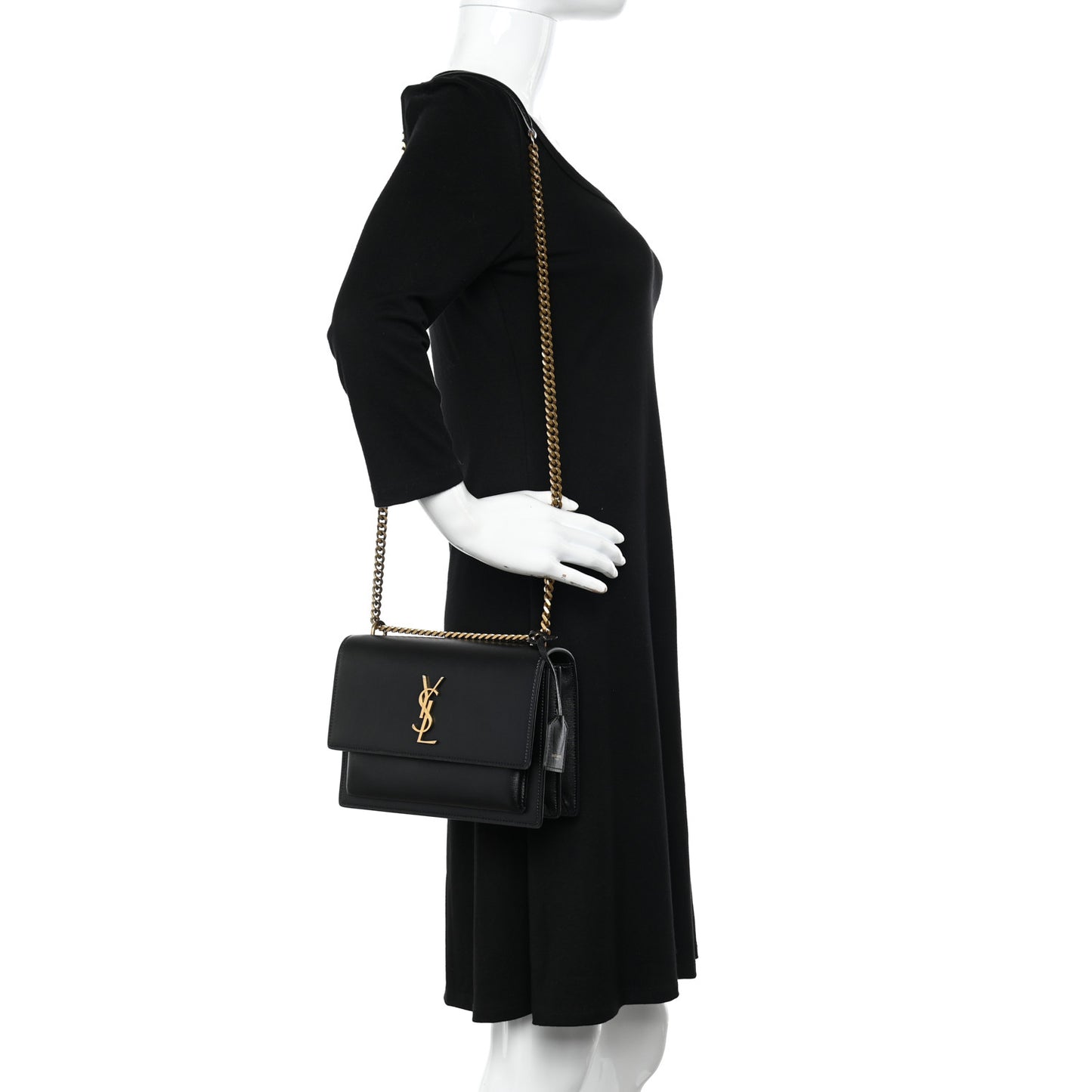 SAINT LAURENT Calfskin Medium Monogram Sunset Black
