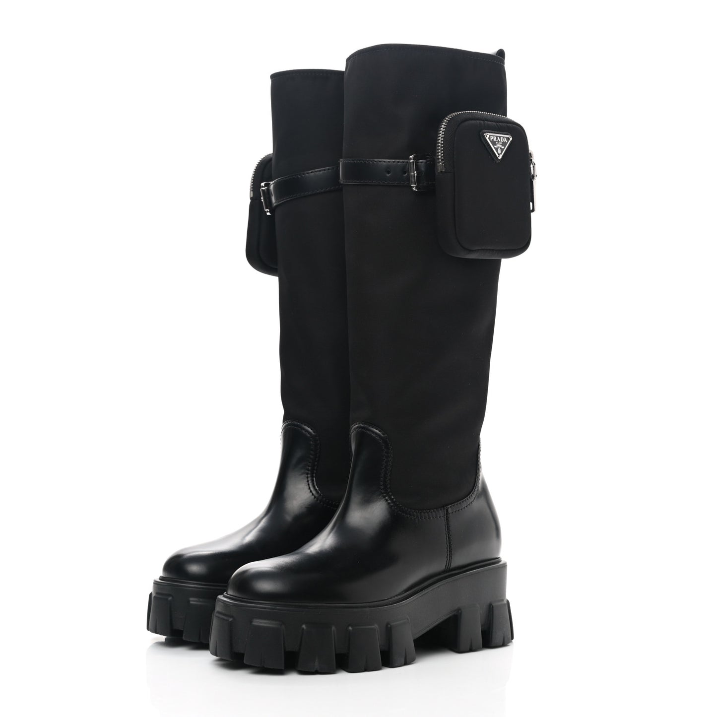 Spazzolato Rois Re-Nylon Metal Triangle Logo Monolith Pouch Pocket 55mm Tall Boots 35 Black