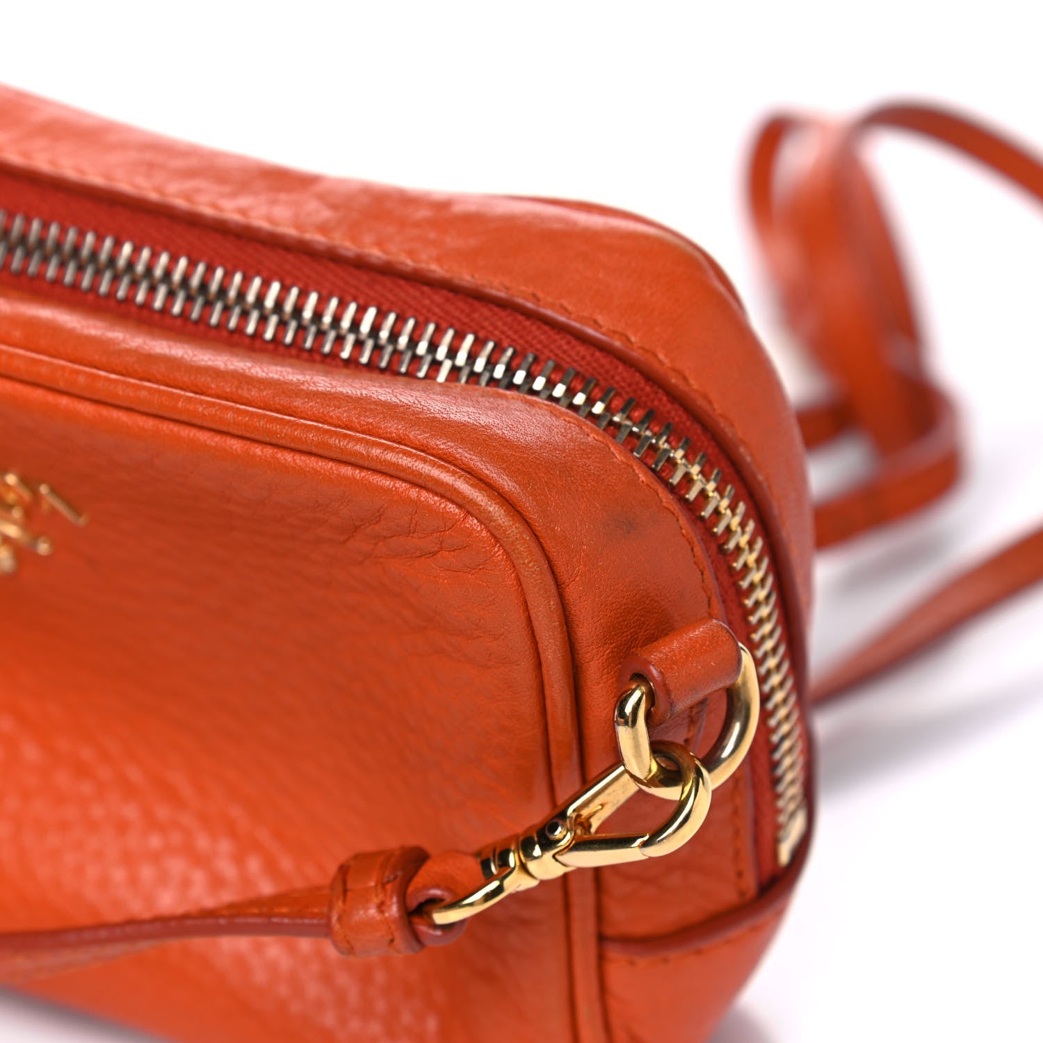 Prada Vitello Daino Mini Camera Crossbody Papaya 14 of 17