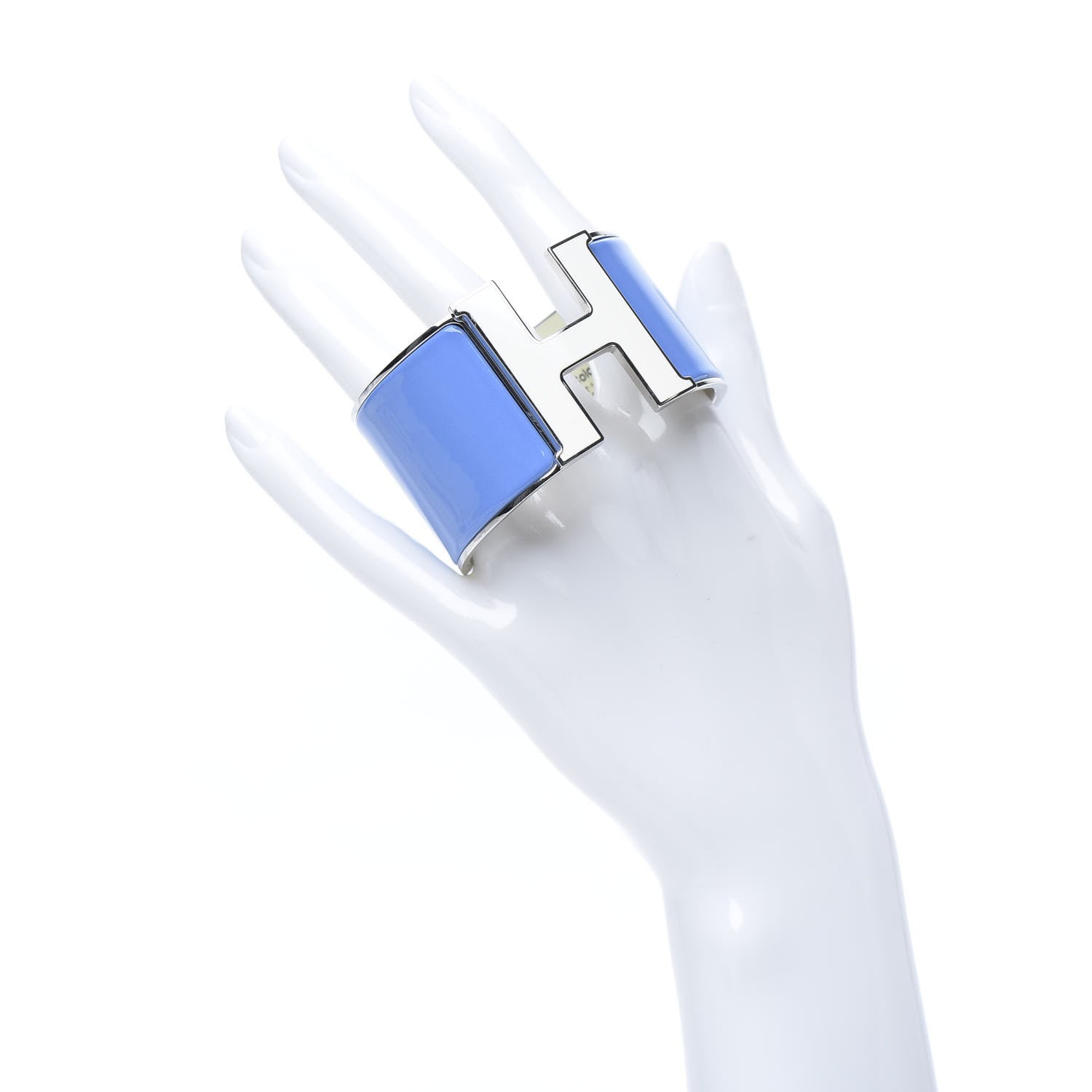 Hermes Enamel Extra Wide Clic Clac H Bracelet PM Blanc Bleu Transat 2 of 8