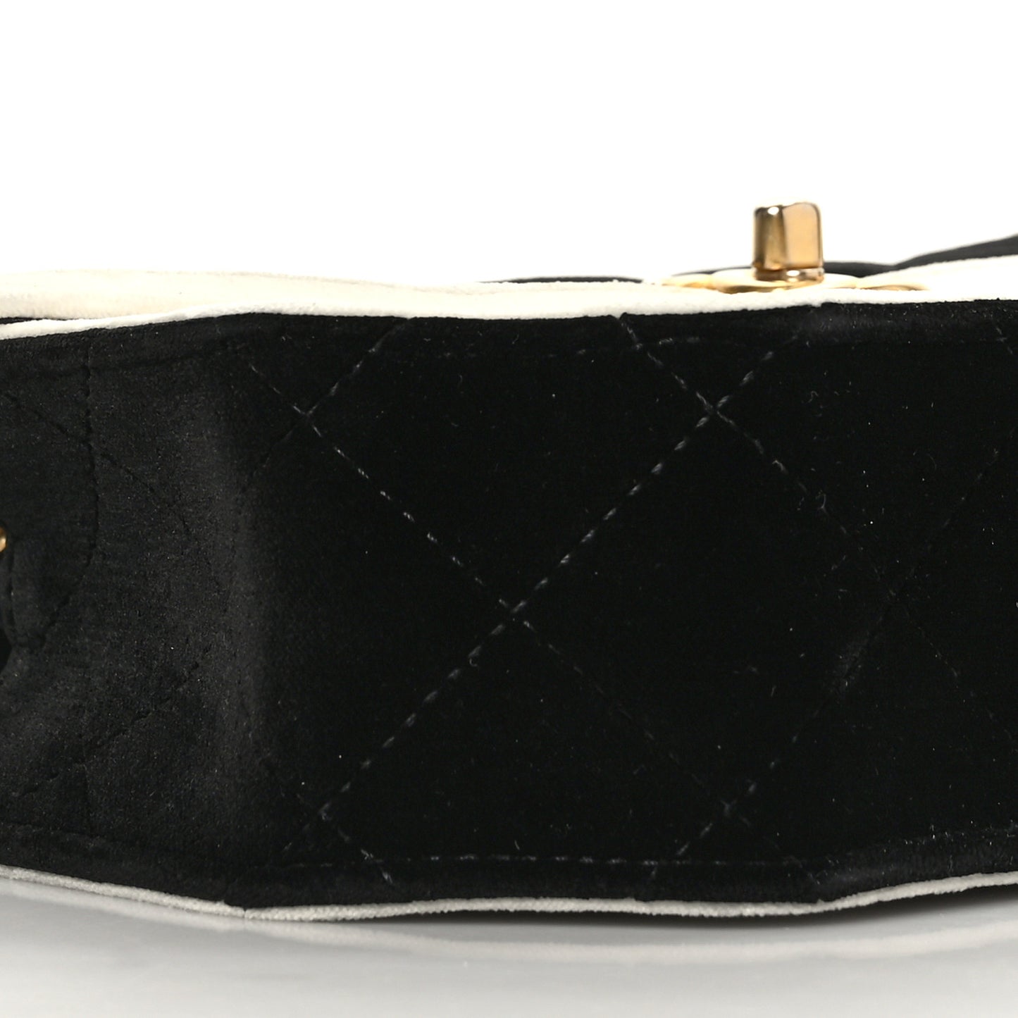 Velvet Quilted Mini Place Vendome Flap Black White