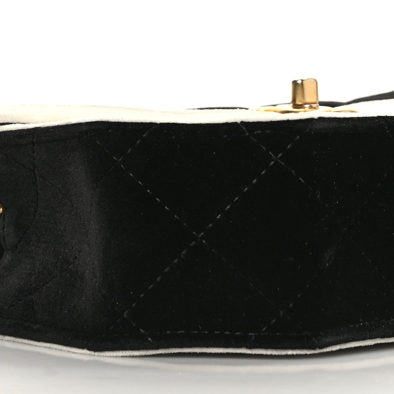 Chanel Velvet Quilted Mini Place Vendome Flap Black White 8 of 10