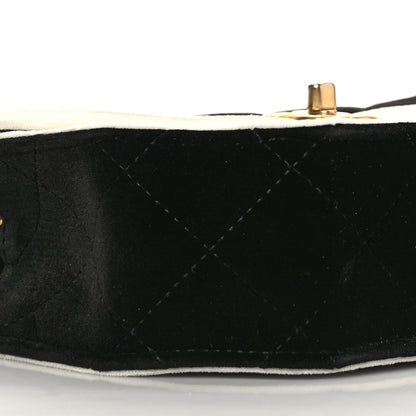 Chanel Velvet Quilted Mini Place Vendome Flap Black White 8 of 10
