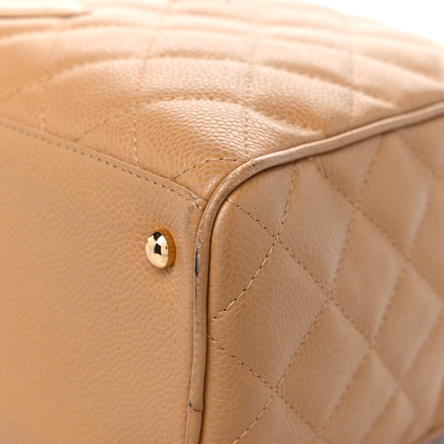 Chanel Caviar Quilted Large Bowler Bag Beige 10 of 14