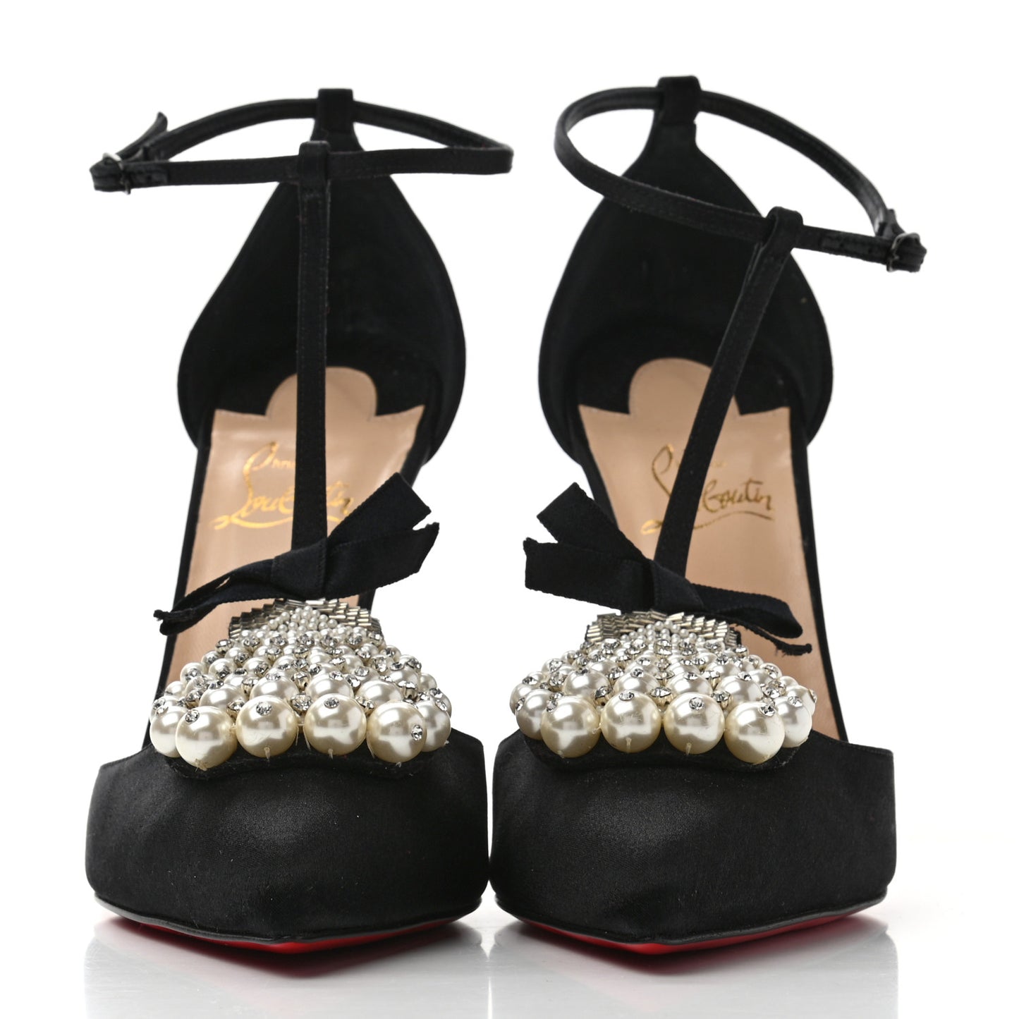Satin Crystal Embellished Goyetta 100 Pumps 39 Black