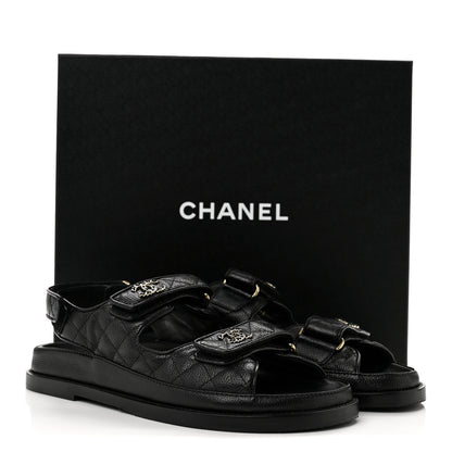 Chanel Grained Calfskin Velcro Dad Sandals 39.5 Black 11 of 11