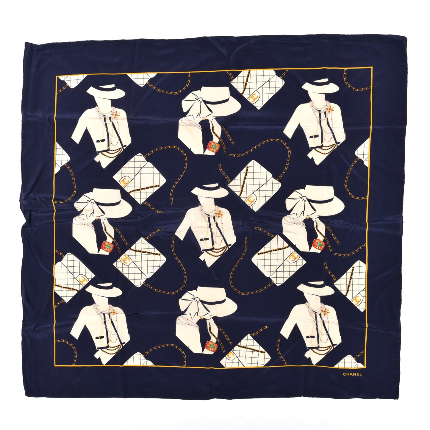Silk Coco Square Scarf Navy