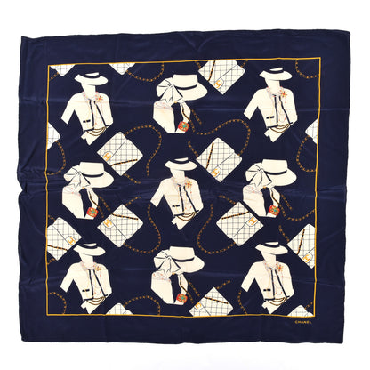 Chanel Silk Coco Square Scarf Navy 1 of 3