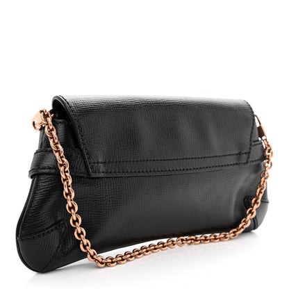 Gucci Textured Calfskin Horsebit Chain Clutch Black 3 of 12