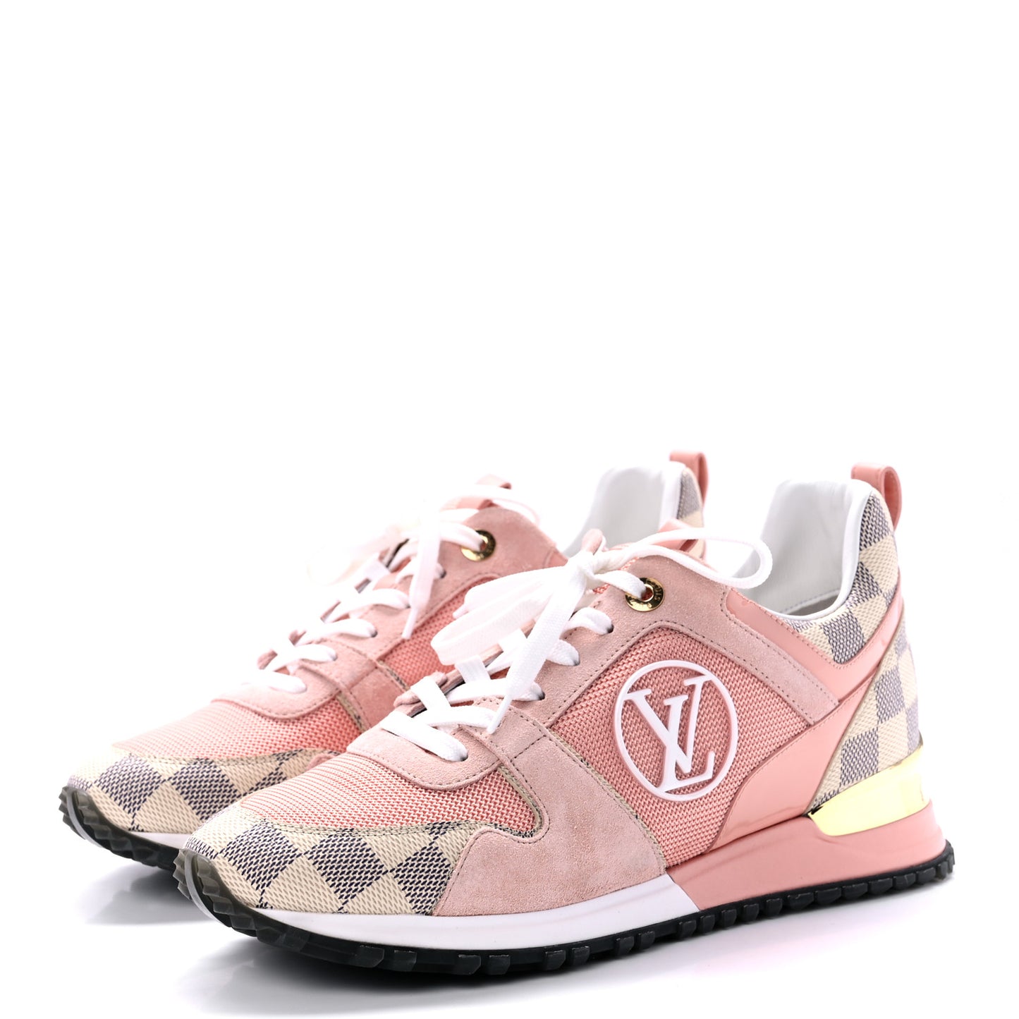 Suede Damier Azur Run Away Sneakers 38.5 Pink