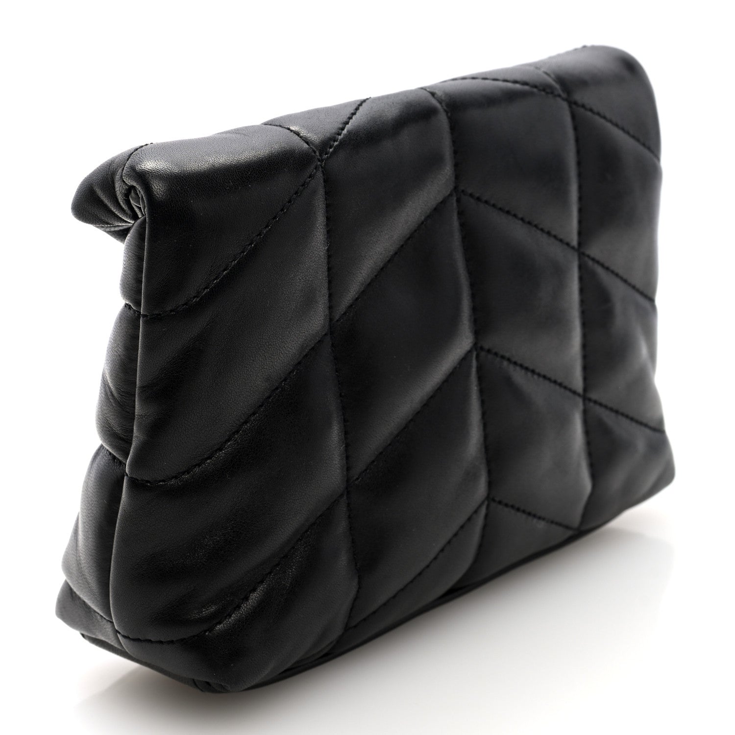 Saint Laurent Lambskin Monogram Loulou Puffer Pouch Clutch Black 3 of 7