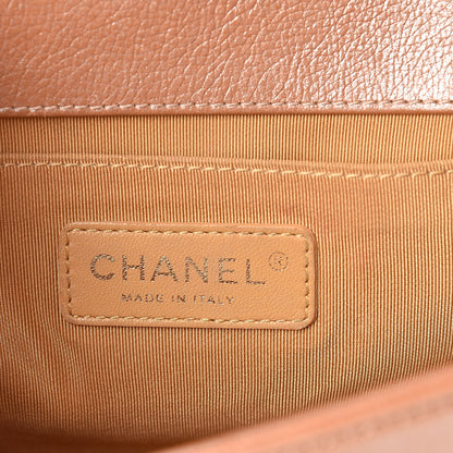 Chanel Metallic Calfskin Quilted Medium Boy Flap Dark Gold 6 of 15
