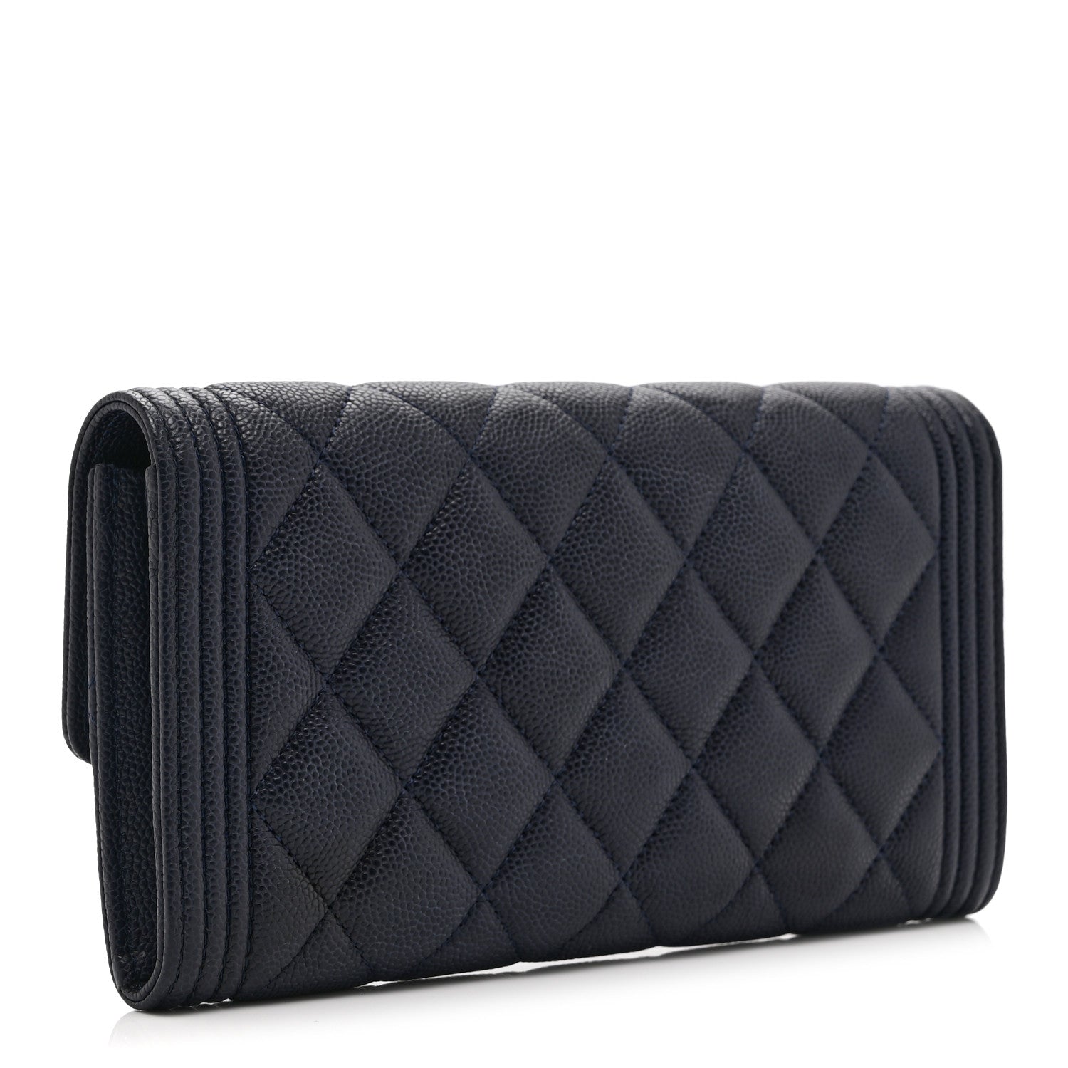 Chanel Caviar Quilted Large Boy Gusset Flap Wallet Blue 3 of 11