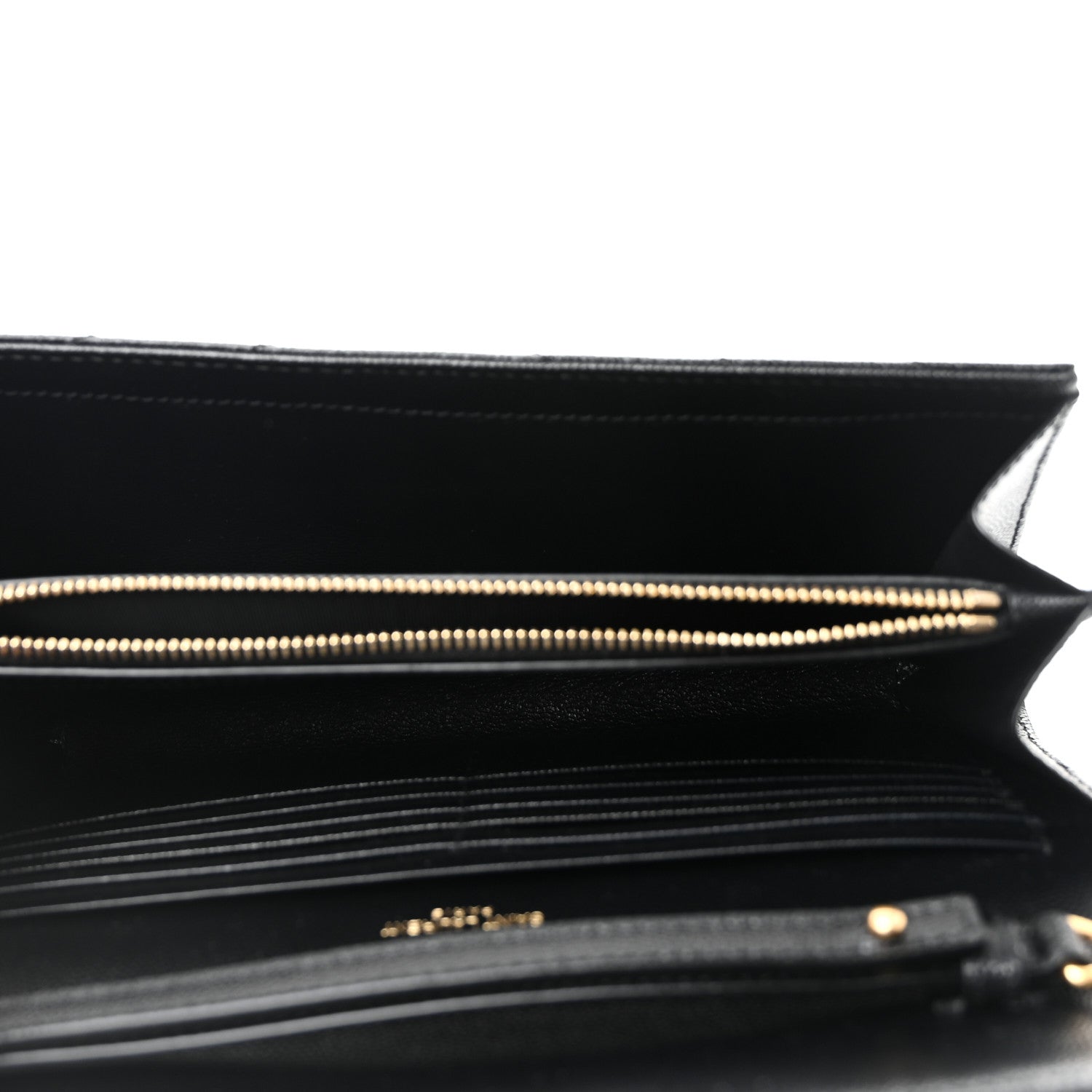 Saint Laurent Grain De Poudre Matelasse Chevron Monogram Chain Wallet Black 5 of 9