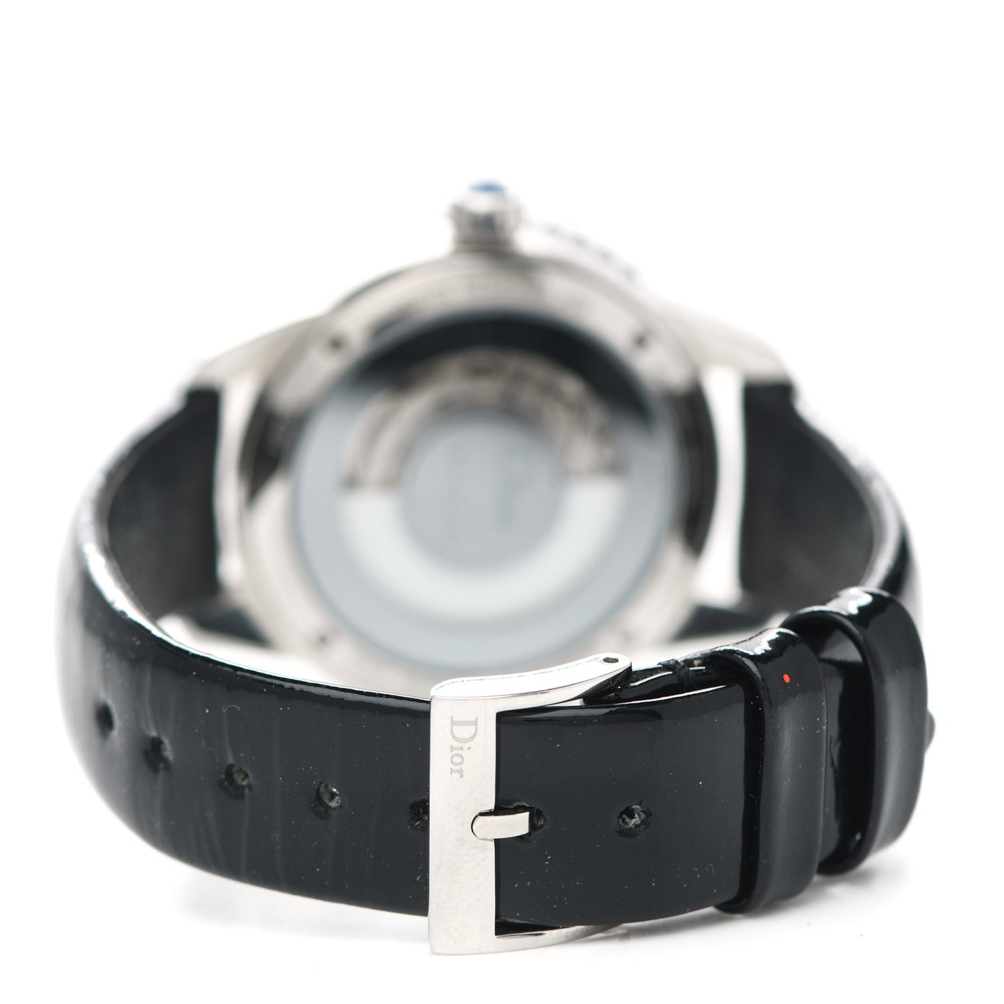Stainless Steel Calfskin Diamond Blue Sapphire 33mm Christal Quartz Watch