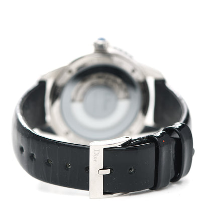 Christian Dior Stainless Steel Calfskin Diamond Blue Sapphire 33mm Christal Quartz Watch 3 of 4