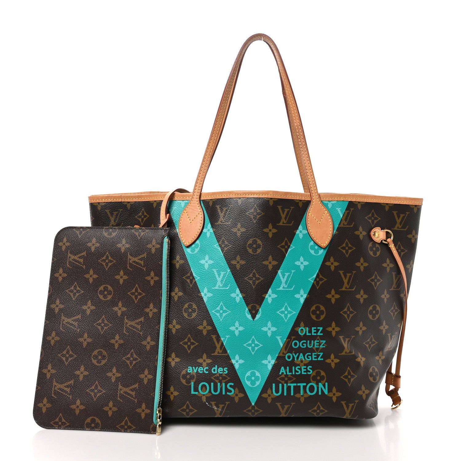 Louis Vuitton Monogram V Neverfull MM Turquoise 3 of 13