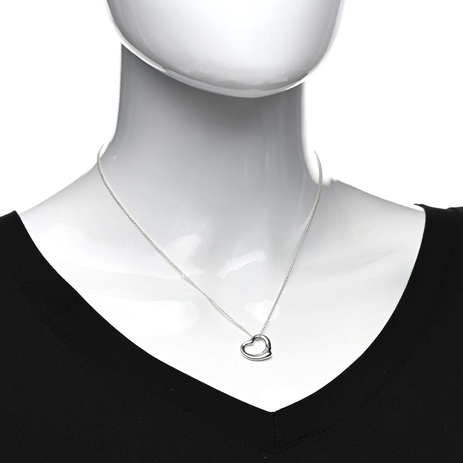 Tiffany Sterling Silver 16mm Elsa Peretti Open Heart Pendant Necklace 2 of 4