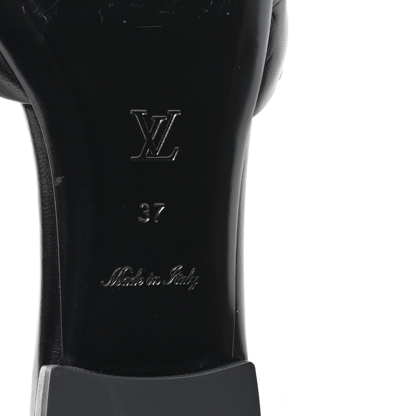 Lambskin Embossed Monogram Revival Flat Mules 37 Black