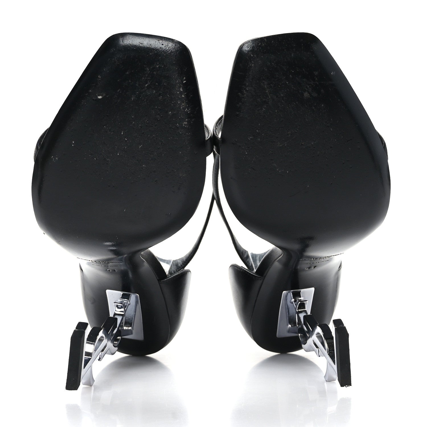 Saint Laurent Calfskin Opyum 110 Sandals 41 Black Silver 5 of 7