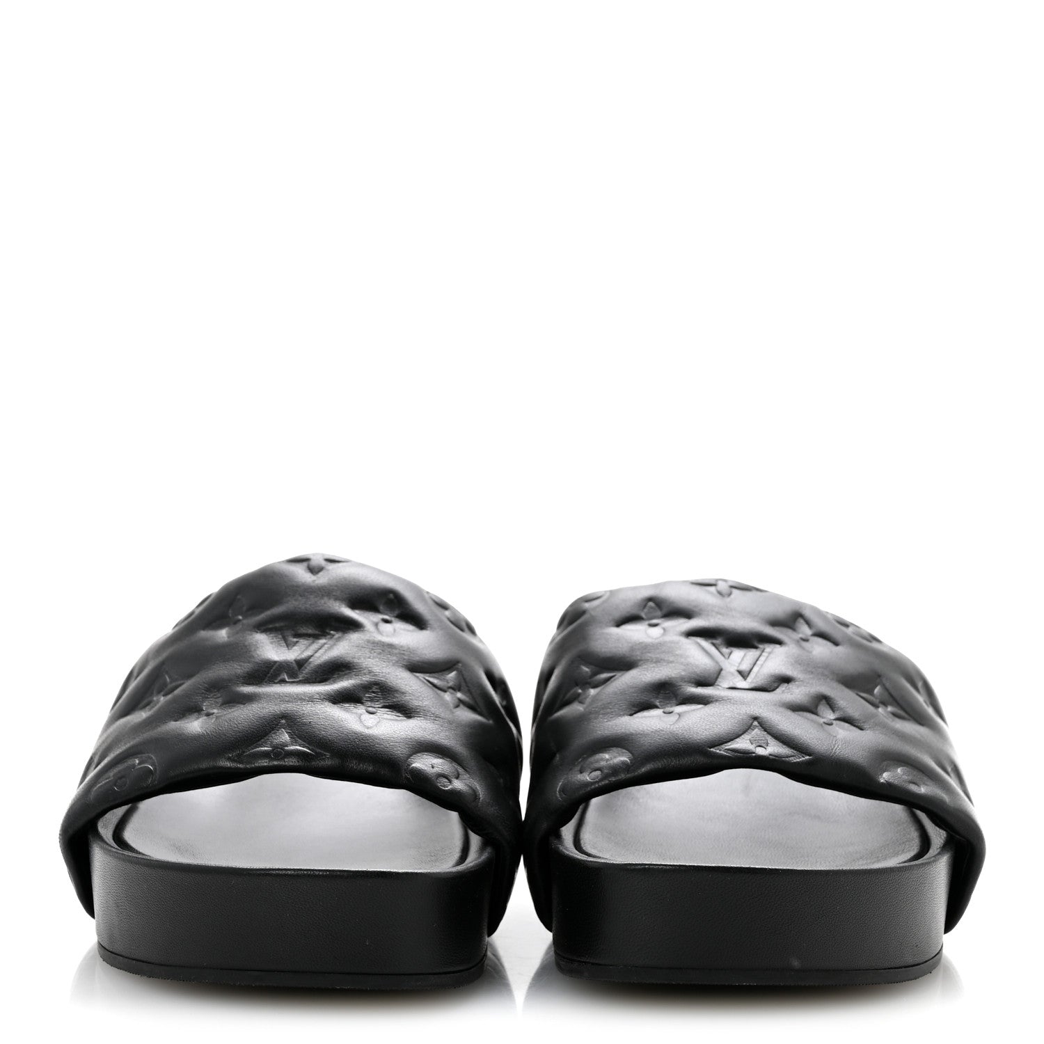 Louis Vuitton Lambskin Embossed Monogram Jumbo Flatform Mule Sandals 39 Black 3 of 11